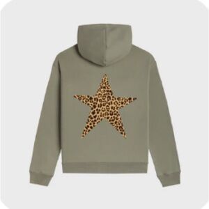 Lonely Ghost Lone Star Hoodie in Dusty Olive with Leopard Star